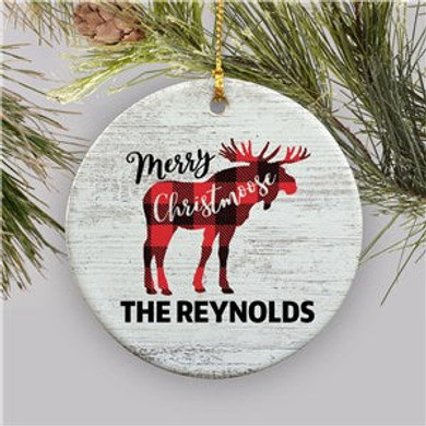 Personalized Merry Christmoose Ceramic Ornament