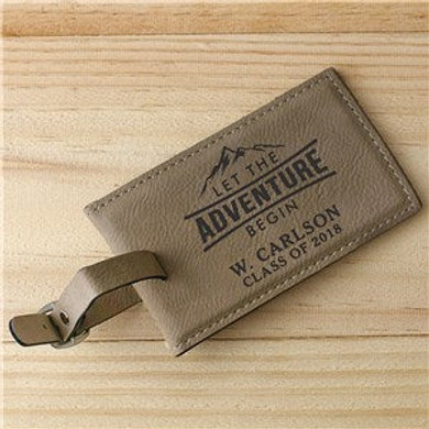 Personalized Let The Adventure Begin Leather Tag