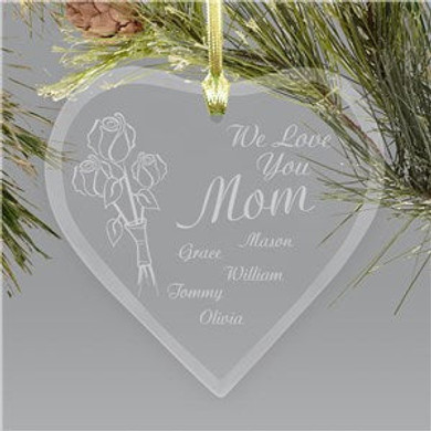 Personalized Heart of Love Glass Christmas Ornament