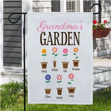 Personalized Grandma's Garden Flower Pots Garden Flag