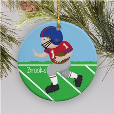 Personalized Football Player Christmas Ornament