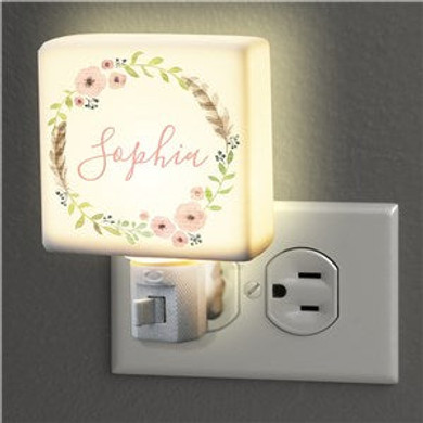 Personalized Flower Wreath Night Light