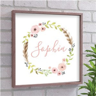 Personalized Flower Wreath Framed Wall Decor