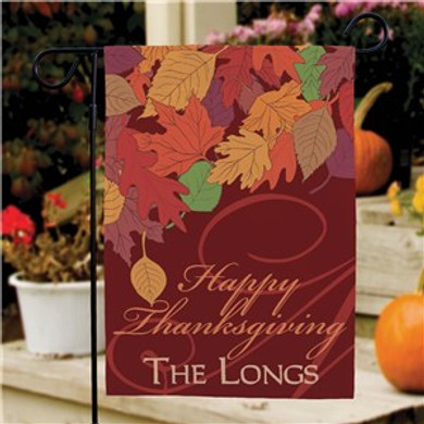 Personalized Fall Leaves Thanksgiving Garden Flag
