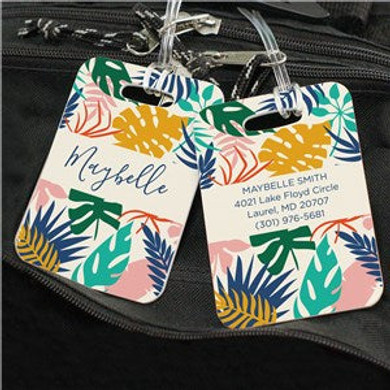 Personalized Colorful Tropical Leaves Luggage Tag