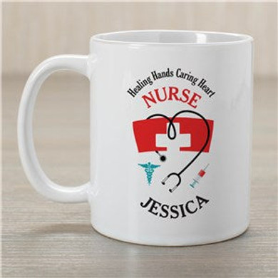 Personalized Caring Heart Nurse Mug
