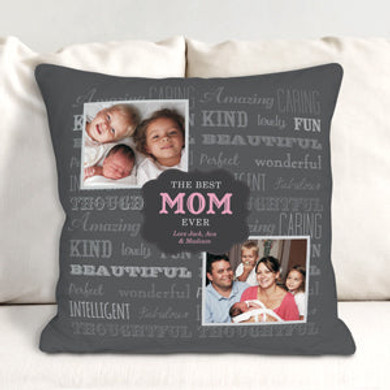 Personalized Best Mom Photo Throw Pillow