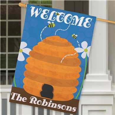 Personalized Beehive Welcome House Flag