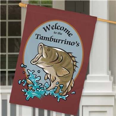 Personalized Bass Fishing Welcome House Flag