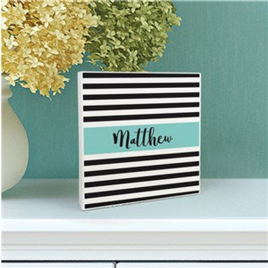 Personalized Baby Stripes 6x6 Table Top Sign