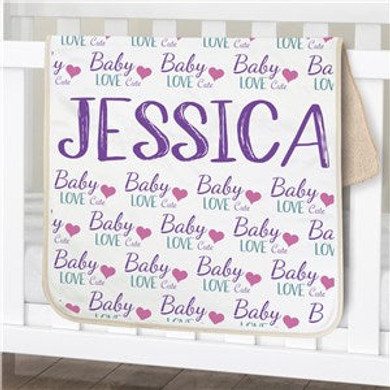 Personalized Baby Girl Words Sherpa Blanket