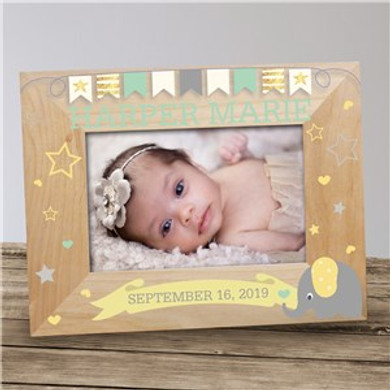 Personalized Baby Elephant Wooden Frame