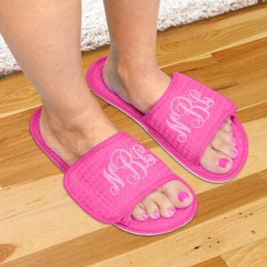 Monogram Waffle Weave Slippers
