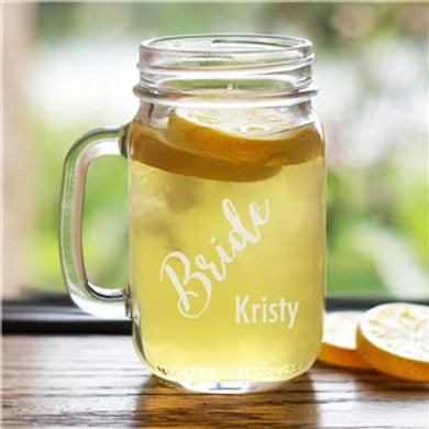 Engraved Wedding Party Mason Jar
