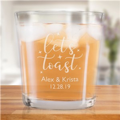 Engraved Lets Toast Rocks Glass