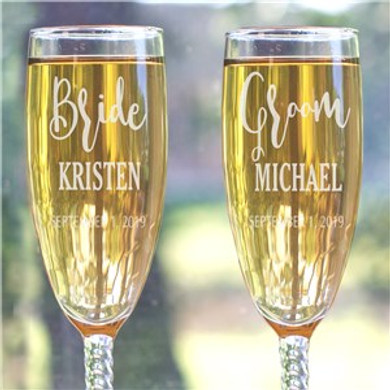 Engraved Champagne Flute Set
