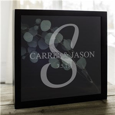 Engraved Bride and Groom Initial Shadow Box