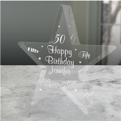 Engraved 50th Birthday Star