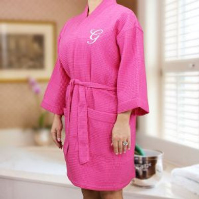 Embroidered Initial Waffle Weave Robe