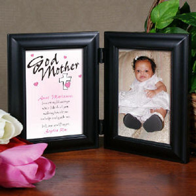 Count My Blessings Godparent Black Bi-Fold Personalized Picture Frame