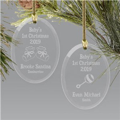 Baby's First Christmas Ornament | Glass Oval Ornament