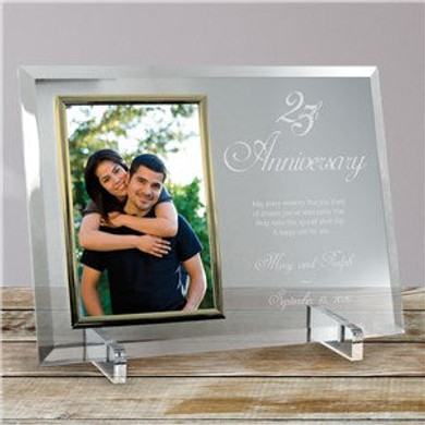 25th Anniversary Beveled Personalized Glass Picture Frame