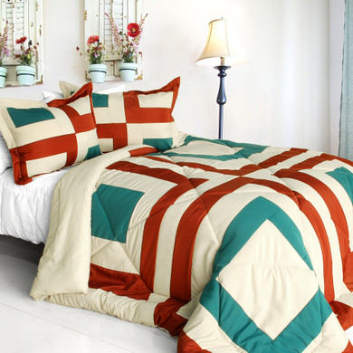 [Sicily] Quilted Patchwork Down Alternative Comforter Set (Twin Size)