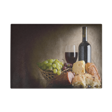 Wine Cheese and Grapes Cutting Board