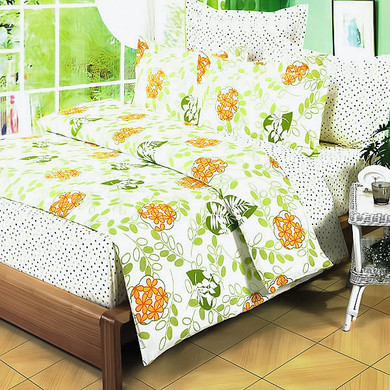Summer Leaf 100% Cotton 4PC Duvet Cover Set King Size