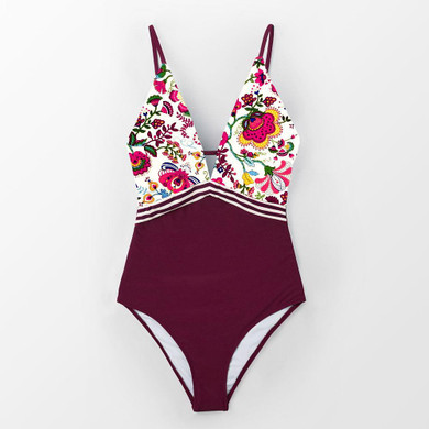 Sexy V-Neck One Piece Swimsuit