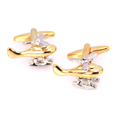 Golden Helicopter Cuff Links