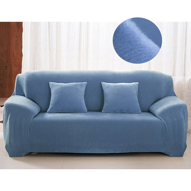 Plush Stretch Solid Color Thick Slipcover Sofa Cover