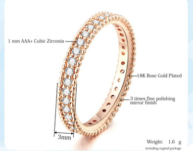 Simple Classic Cubic Zirconia Rose Gold Color Ring