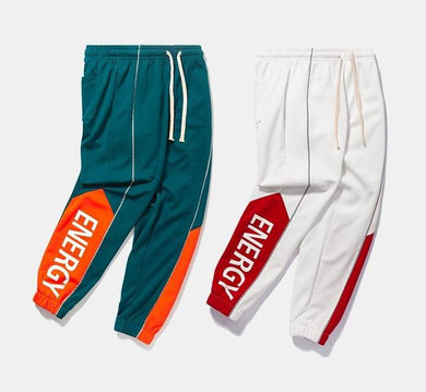 Letter Printed Side Striped Retro Men's Track Sweatpants