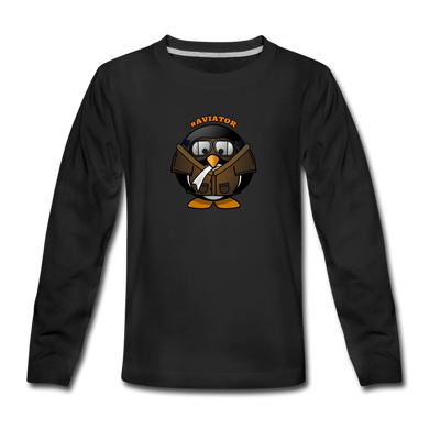 Kids' Premium Long Sleeve T-Shirt, Aviator Penguin