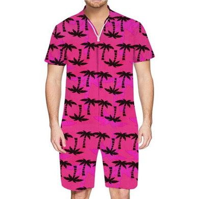 Tropical Print Men Romper