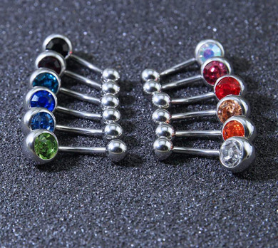 12 Pcs/Lot Belly Button Crystal Rings