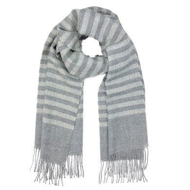 Gray Stripe Baby Alpaca Scarf Gray Stripe Baby Alpaca Scarf