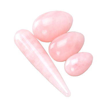 Pink Rose Quartz Yoni Egg Set, with Wand