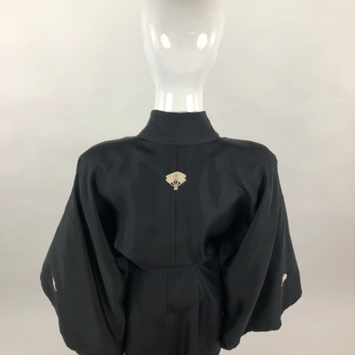 Black Silk Vintage Japanese Kimono