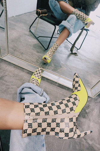 Patchwork ankle boots
