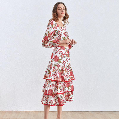 Floral off-shoulder top and ruffled skirt set