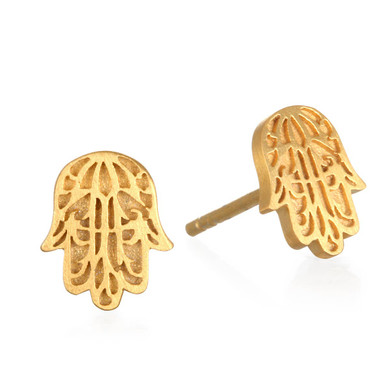 Gold Hamsa Stud Earrings