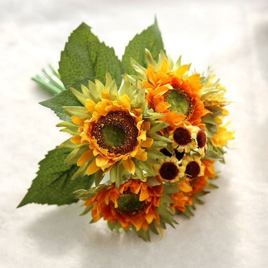 Autumn Decoration 5 Heads Yellow Sunflower Silk Artificial Flowers Bouquet For Home Decoration Office Party Garden Decor