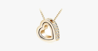 Double Heart Pendant - Yellow Gold