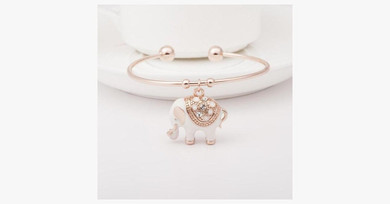Elegant Rose Gold Elephant Charm Bangle