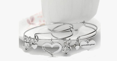 Grandmother Granddaughter Charms Bangle Set