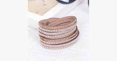 Metallic Leather Wrap Bracelet