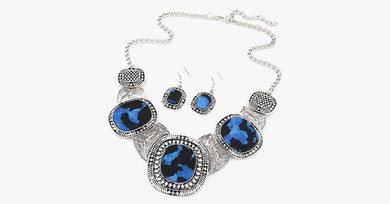 Rhinestone Statement Necklace Set