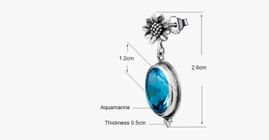 Vintage Aquamarine Flower Earring